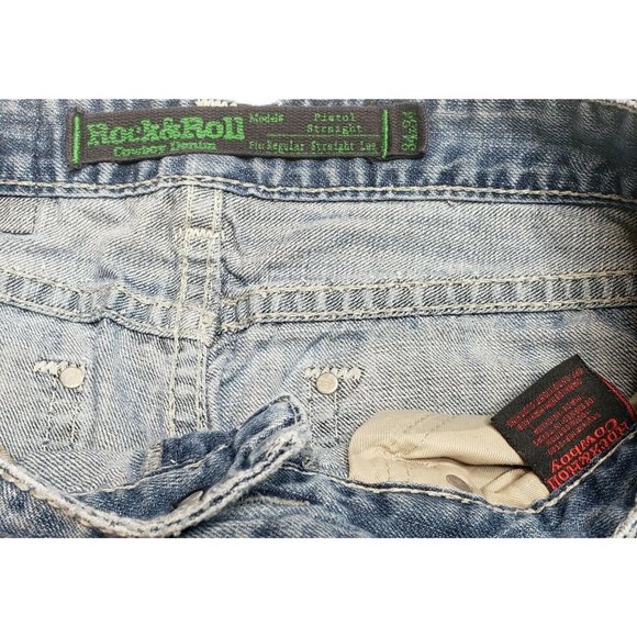 Rock & Roll Cowboy Jeans Pistol Straight Distressed Hem 34X34 See photos - Picture 9 of 9
